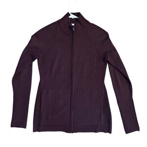 Lululemon Burgundy Wool Full Zip Mock Neck Sweater Jacket Women's Size‎ 8